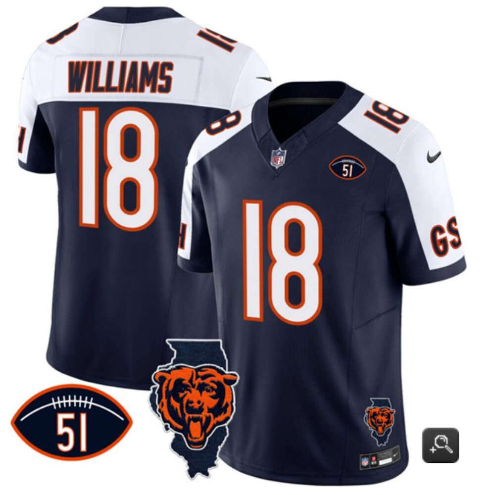Men's Chicago Bears Caleb Williams #18 Stitching Game Jersey